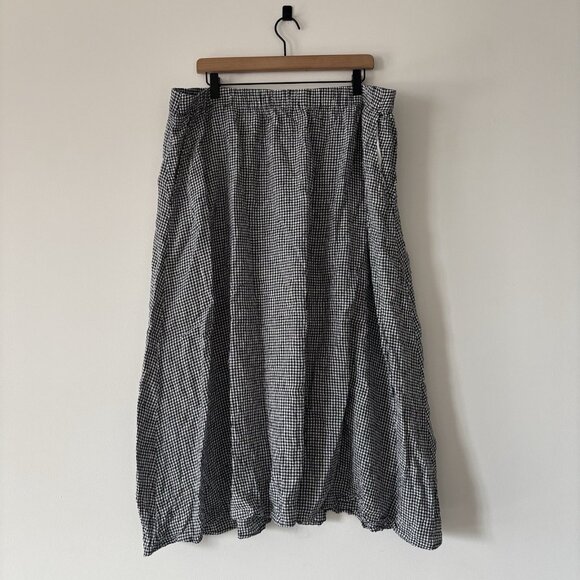 Eileen Fisher Organic Linen Gingham Skirt/top Set Women’s 1X cottage Ethical - Picture 7 of 16